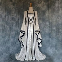 Brglopf Renesansne haljine za žene plus veličine Vintage flared dugih rukava četverokutni vrat čipke