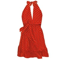 Haljine za žene ženska fit & flare srednje dužine polka dot bez rukava bez rukava viseći vrat bohemijski