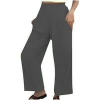 Airpow Clearence Ležerne modne žene Udobne sobne boje hlače u slobodno vrijeme Džepovi labave hlače Grey M