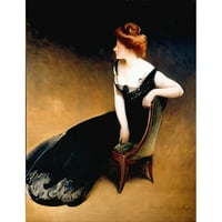 John White Alexander crni moderni uokvireni muzej umjetničko otisak pod nazivom - Portret gospođe V,