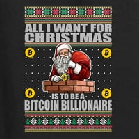 Divlji bobby bitcoin milijarder za božićni božićni muškarci Grafički tee, crni, srednji