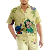 Muška havajska lilo Stitch Najbolji prijatelj Cvjetni košulje Pamuk Poliester gumb dolje tropske ljetovanje