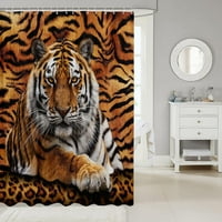 Tiger Print Tuš zastove divlje životinje Zavjese za kupatilo za dekor sobe za tinejdžere, krzno vodootporne