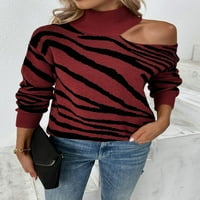 Singeal ženski džemperi hladni ramen duks dugih rukava Zebra prugasti kolor blok boja pletene džemper