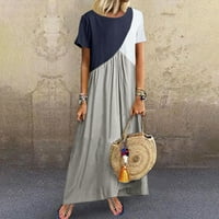 Ženska ljetna modna kontrastna boja za šivanje suknje Velike veličine haljina