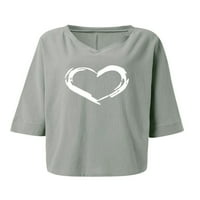 Ženska srčana štampačka majica Tunic Tops casual v bluza s rukavima za vrata