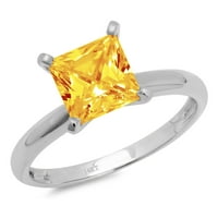 1CT Princess rezan žuti prirodni citrinski 18K bijeli zlatni godišnjica Angažmane prstena veličine 10.5