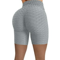 Gyouwnll Women nakidani visoko struk HIP Stretch Trken Fitness Yoga Hlače Bikerske kratke hlače
