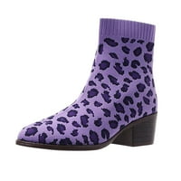 Ikevan modne ženske čizme pletene pete dječje leopard tiskane cipele