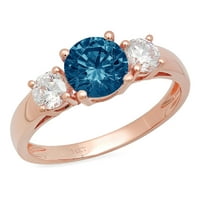 1.5ct okrugli rez prirodni London Blue Topaz 14K Rose Gold Gold Anniverment Kamena prstena Veličina
