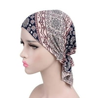 Hanas Soft i udobne šeširke Indija Musliman elastični turban Print Pamučni šešir Glava zamotajte sve
