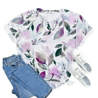 Baycosin Bluze kratkih rukava za žene cvjetne vrhove Ležerne modne majice i više boja dostupne za trendi