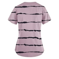 Umitay ženska modna radna odjeća s kratkim rukavima s džepovima s džepovima Stripes ispisani vrhovi
