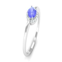 Tanzanite i dijamantni prsten, tanzanite halo zaručnički prsten za žene, 14k bijelo zlato, SAD 7.50