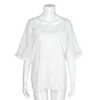 Gotyoou Women Ljeto kratki rukav izdubljeni od pune casual bluza vrhunska majica White, 3xl