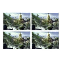 Dvorac Planina sa fantastičnim i futurističkim crtanim stilom Scene Placemats Mats za trpezariju Kuhinjski