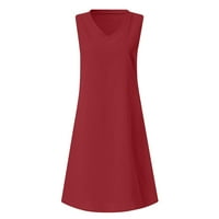 Zunfeo Ženske ljetne haljine - V izrez Solid Novi dolasci Pamučna posteljina haljina Ležerne prilike