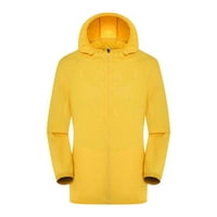 Baberdicy Cardigan za žene, žene Čvrsta jakna za kišu na otvorenom plus veličina s kapuljačom otporan na vjetar, labav kaput vodootporan, torba za pohranu od raglan žuta m