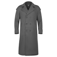 Muška zimska modna kancelarija Čvrsta boja Produljena jakna rever Splice dvostruko odgovarajući vanjski