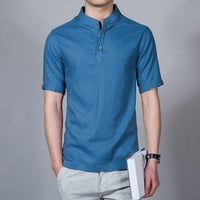 Muška košulja Summer Casual Solid Boja kratkih rukava zastoj na vrhu Pola patentnih zatvarača Slim Fit