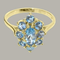 Britanci izrađeni čvrstih 10k žuto zlatni prsten s prirodnim plavim prstenom za angažman za plavu Topazu