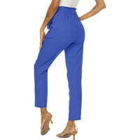 Clears Fashion Women Plus Veličina Casual Solid Elastic pojačala džep labave hlače Plavi XL