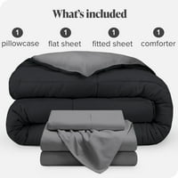 Bare Home 4-komadni reverzibilni krevet-u-a-torba - Premium kolekcija - Twin XL, crna siva Komforper