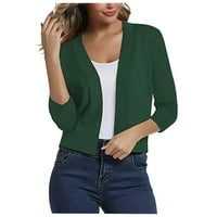 Ženski kaputi Ležerne bluza Meka labav kardigan pleteni džemper obrezani vrhovi zeleni l