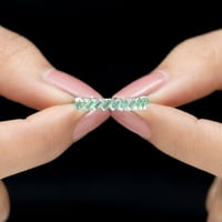 0. CT baguette Cut smaragd poluvremena prsten u baru za žene, majski ring rođenja, srebro, US 13,00