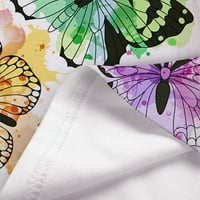 Feterrnal ženska modna ležerna V-izrez kratki rukav leptir za pucanje tiskane vrhove bluza duge haljine
