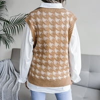 Kali_store Ženski džemperi Ženski turtleneck džemper prsluk labav visoki nisko-bez rukava tenk vrhova