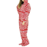 Bluze za žene za žene Božićnim tiskanim patentnim zatvaračem s dugim rukavima HOODIE ROMPER SLEEPEWER,