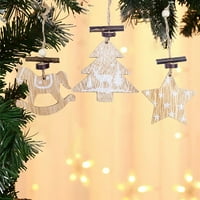 Heiheiup Božićni ukrasi Drveni božićni privjesci Bijeli obojili božićne ormare za clotore perle za luster
