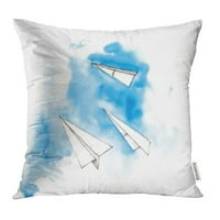 Plavo zrakoplovno nebo sa oblakom i crtačem za crtanje akvarijala Bijela zrakoplova Airplane Jastuk