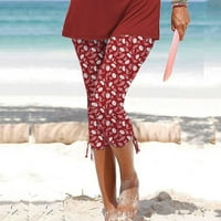 Ženske hlače Žele su labave ljetne tiskane nacrtane kratke hlače, Crveni XXL