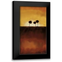 Venter, tandi crni moderni uokvireni muzej umjetnički print naslovljen - zalazak sunca palma i