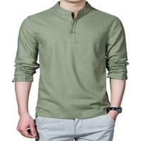 Avamo Men T majice Dugme Down Bluza Majica Čvrsta boja Mens Regular Fit Pulover Holiday Tops Vojno zeleni