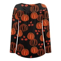 Tking modni vrhovi dugih rukava za žene plus veličine V izrez Halloween Print majice Dugme Pulover Tunička