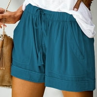 Hlače za žene Plus veličina visoke stručne ležerne ljetne kratke hlače, pune boje labave široke džepne