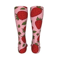Pink slatka jagoda voćna koljena visoke čarape za toplu za mlaze Antislip zimske zadebljane čarape za