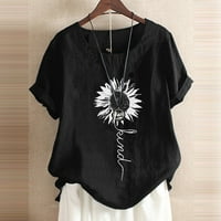 Wozhidase usjev vrhovi za žene modni ženski suncokret za ispis Ležerne majice kratki rukav O-izrez bluza