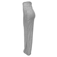 Hlače za žene Čvrsto boje svijetle svilene prešane srebrne širine noge casual pantalone za pravu nogu