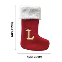 Rdeuod Božićne čarape, ukrasi božićnog slova Crveni božićni ukrasi Pismo viseći privjesci ukrasi abecede