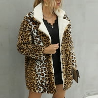 Ženske zimske tople kapute FAU kaput Leopard Toplo Furry Fau Jakna s dugim rukavima HOT6SL4490146