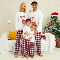 Multitrast Božićni podudaranje porodice pidžama, elk pulover za ispis + pletene hlače