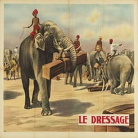 Vintage slon cirkuski poster Ispis