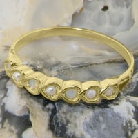 British napravio 9k žuto zlato kultivirani biser i opal ženski vječni prsten - Opcije veličine - veličine