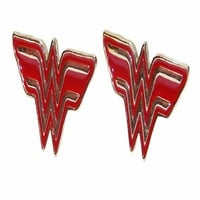 Wonder Woman WW Logo Red Gold Stud minđuše