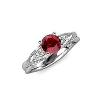 Ruby and Diamond zaručni prsten 1. CT TW u 14k bijelo zlato.Size 5
