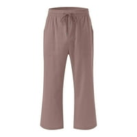Lastesso Womens Pamučne pantalone nacrtavanje elastičnih struka Capris Čvrsta labava fit slaži ljetne
